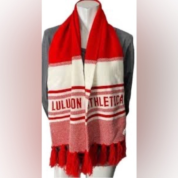 Lululemon Red White Olympic Cheer Gear Scarf Spell Out Knit - Picture 1 of 6
